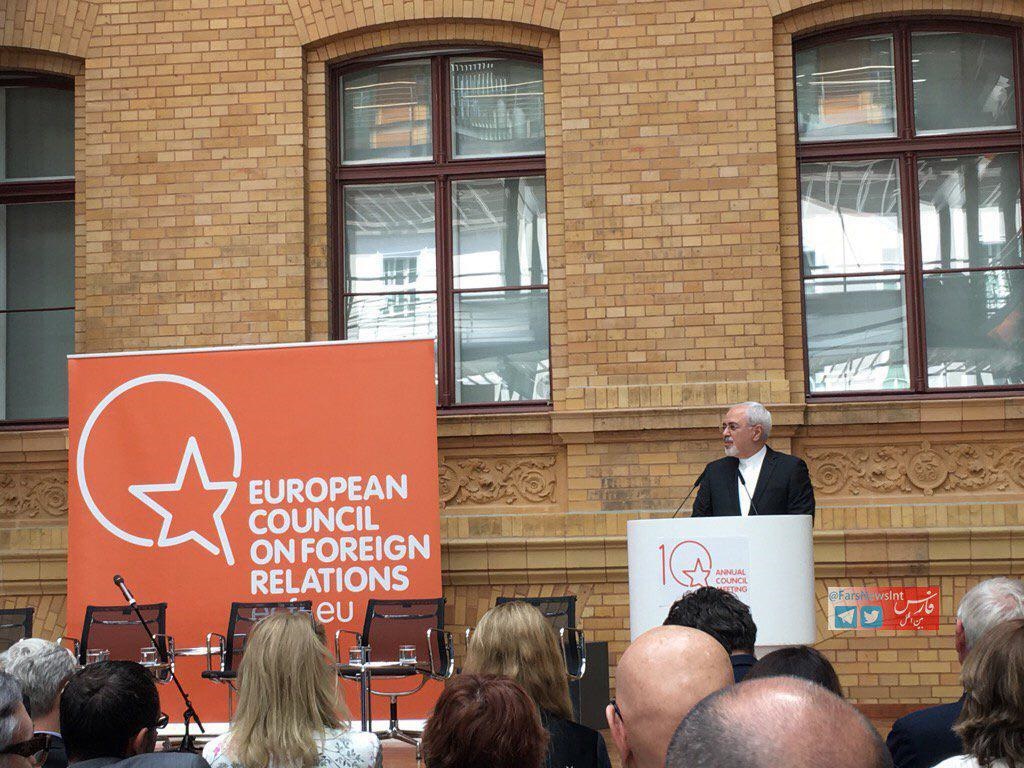 سخنرانی ظریف در محل شورای اروپائی روابط خارجی آلمان