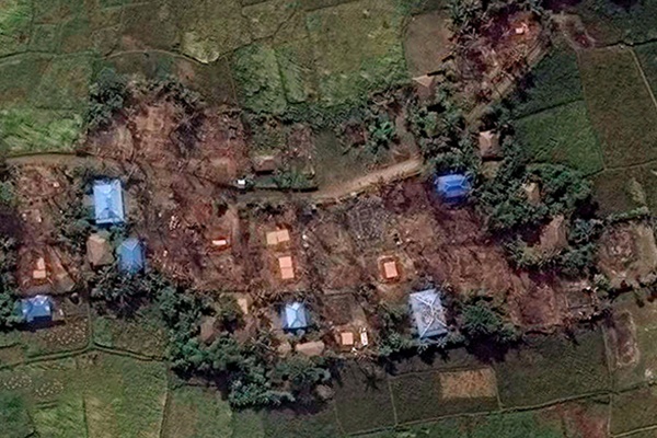 فیلم | تصاویر ماهواره‌ای از تخریب روستاهای مسلمان‌نشین روهینگیا