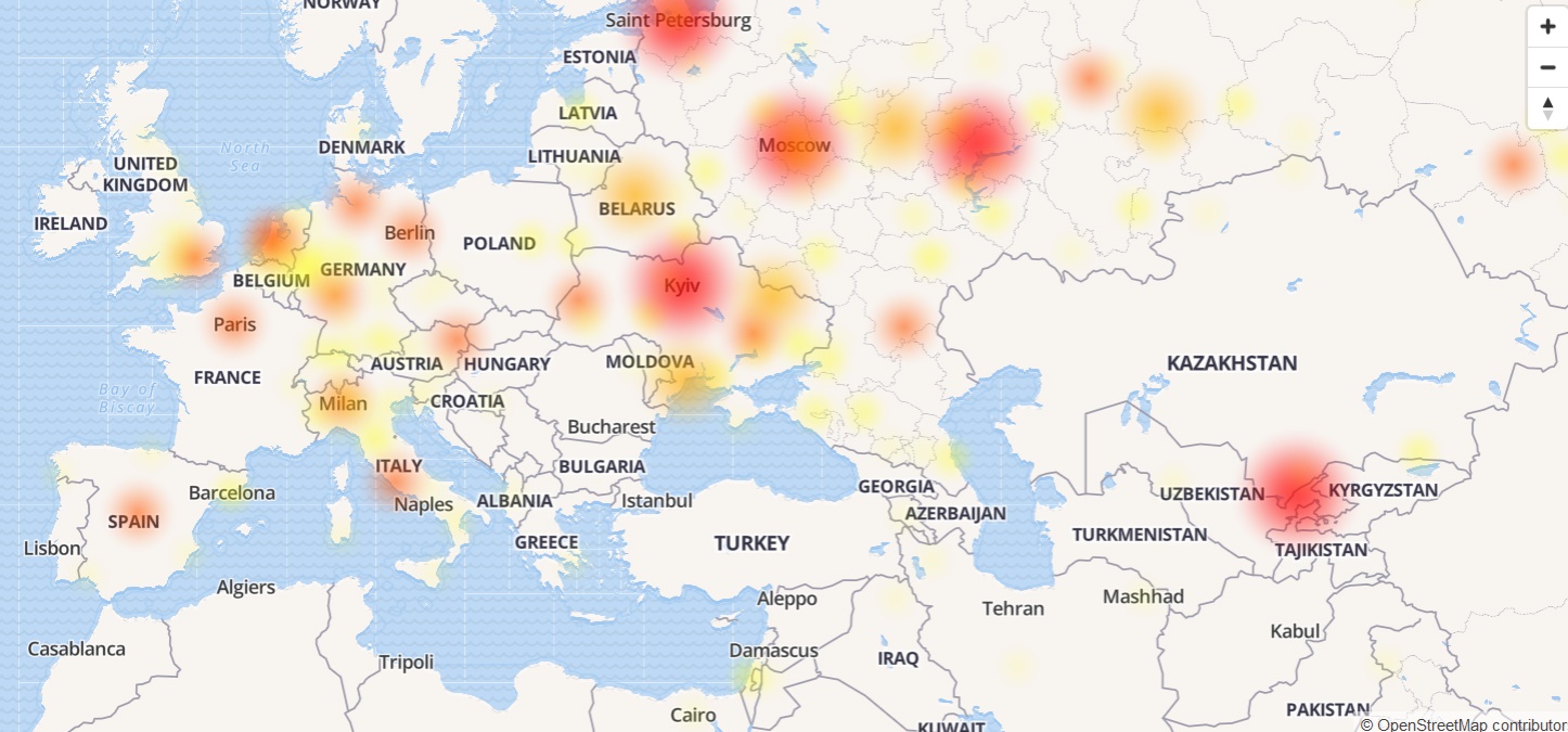 قطع تلگرام در ایران، روسیه، خاورمیانه و اروپا