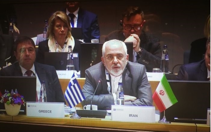 سخنرانی ظریف در کنفرانس اتحادیه اروپا درباره سوریه و دیدار با موگرینی/ عکس