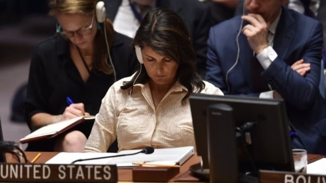 تصاویر | انزوای بی‌سابقه آمریکا در شورای امنیت، نیکی هیلی محاصره شد