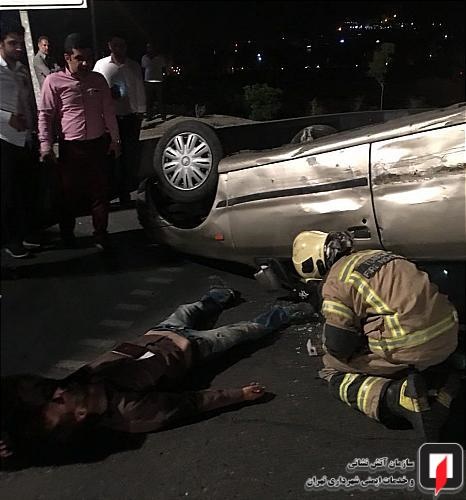 عکس | واژگونی سمند در سعادت آباد تهران