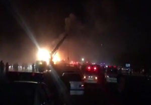 فیلم | تصادف وحشتناک اتوبوس با تانکر سوخت | ۱۹ مسافر کرمان کشته شدند
