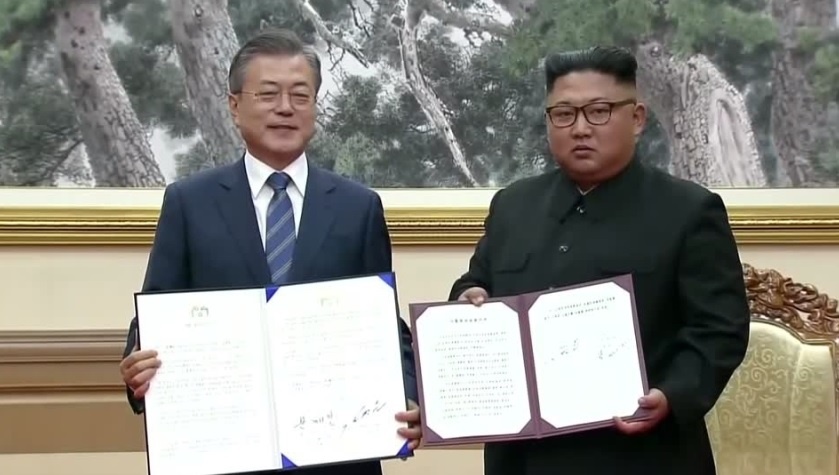 سران دو کره توافقنامه نظامی امضا کردند