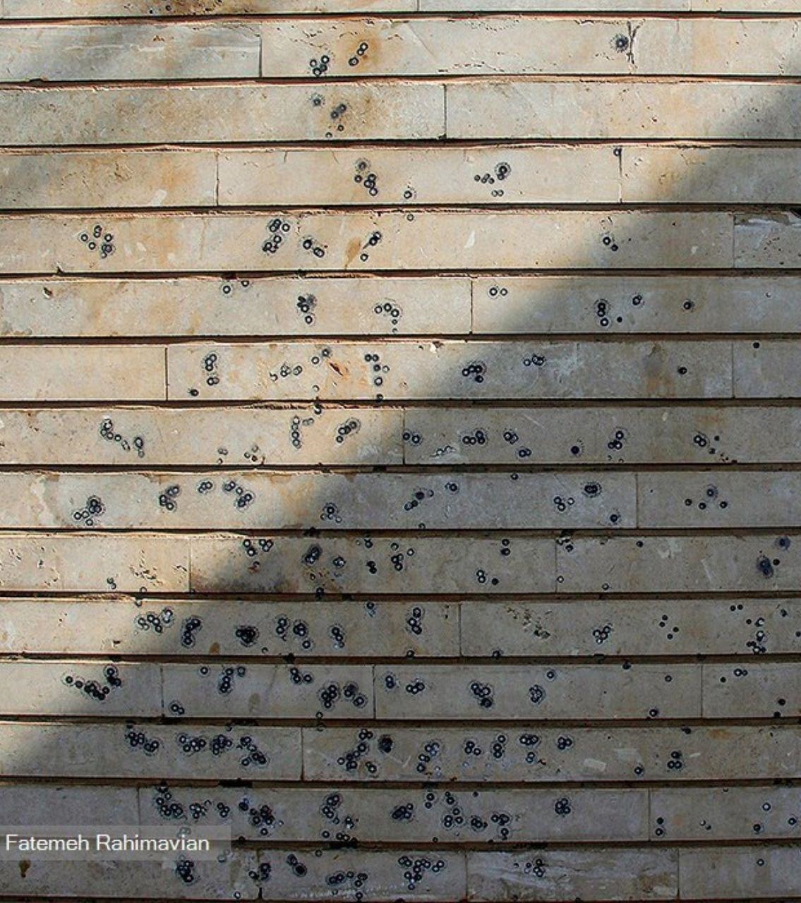 عکس | جای رگبار گلوله‌ها روی دیوار یک خانه در اهواز