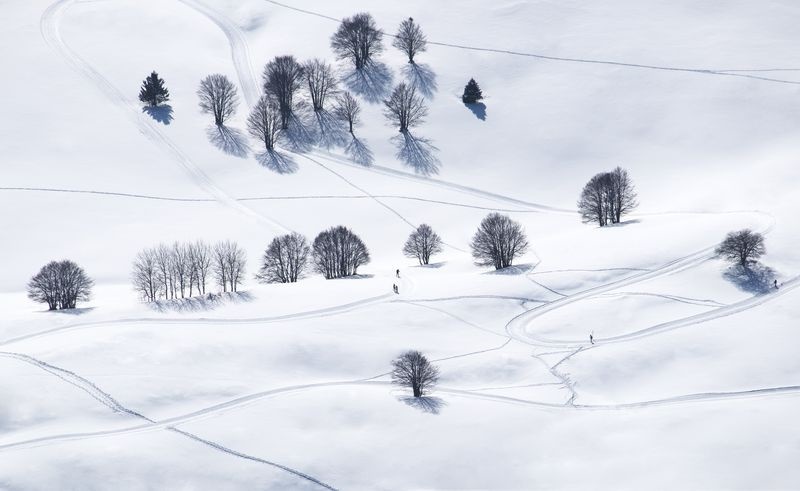 عکس | عبور اسکی‌بازان از کوه‌های آلپ در عکس روز نشنال جئوگرافیک