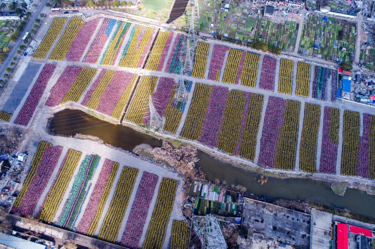 تصاویر هوایی از مزرعه‌های دوچرخه‌ در چین!